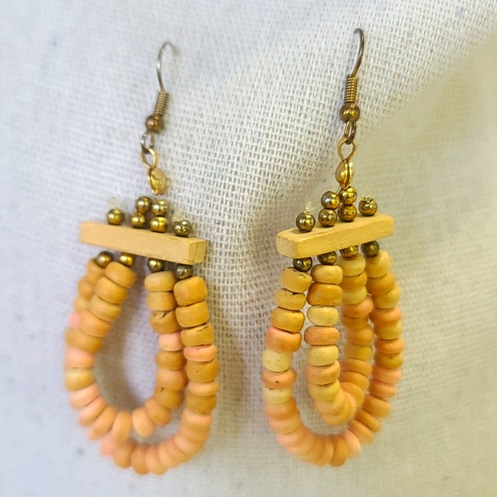 Vintage Artesian Boho Dangle Beaded Earrings Euc - image 2